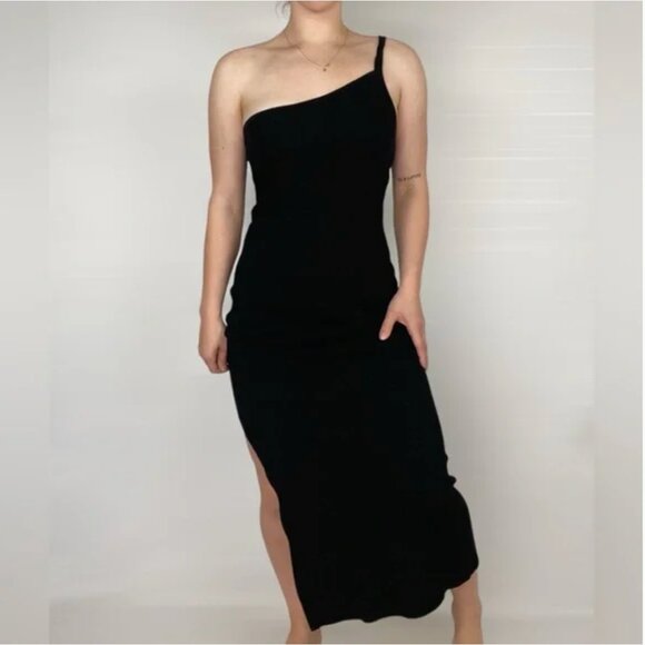 HOUSE OF HARLOW 1960 - NWT One Shoulder Knit Maxi Dress w/ Slit - sz. M - Picture 7 of 7
